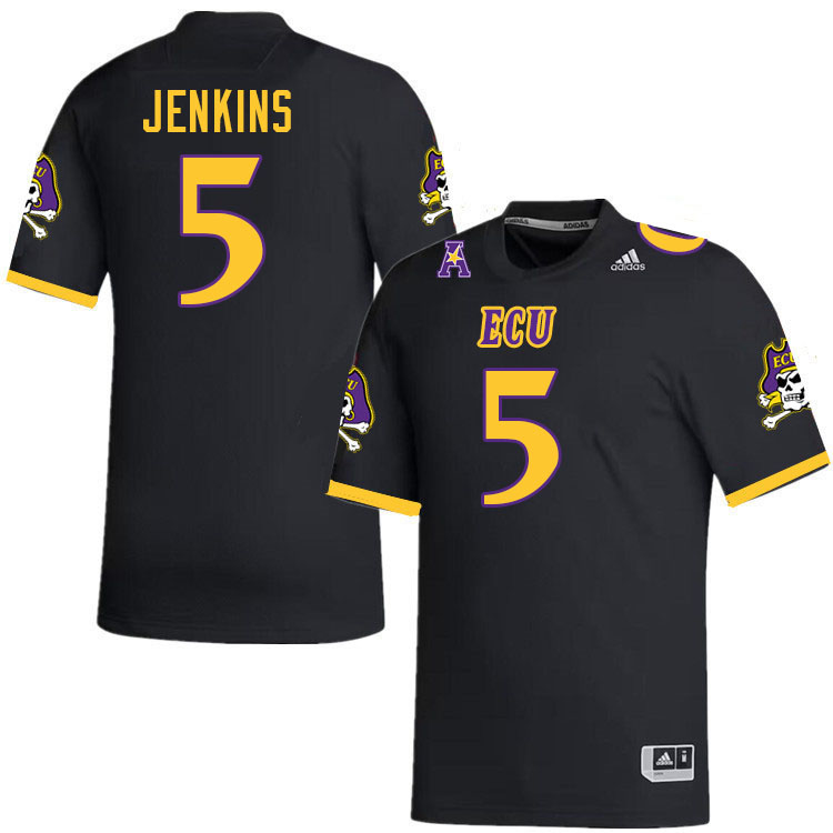 #5 Parker Jenkins East Carolina Pirates College Football Jersey Stitched-Black